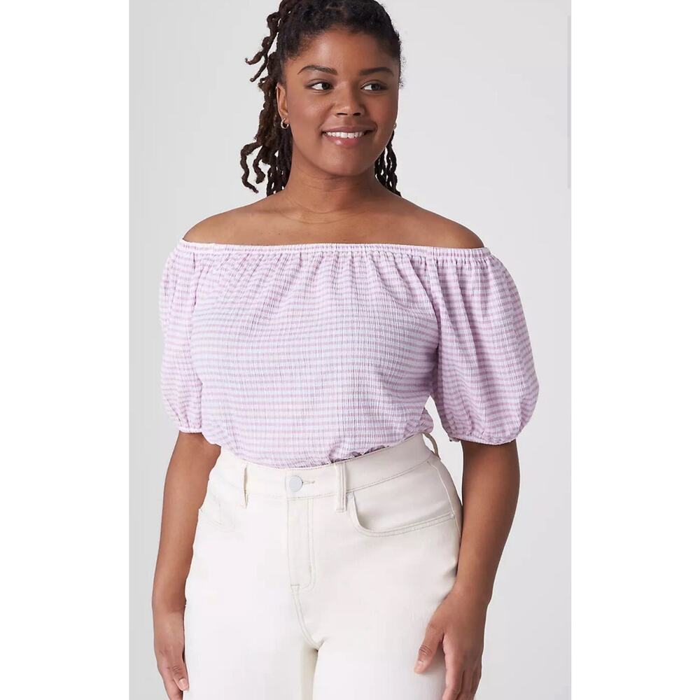 Lane Bryant Top Convertible On/Off Shoulder Blouson-Sleeve Size 22/24 NWOT